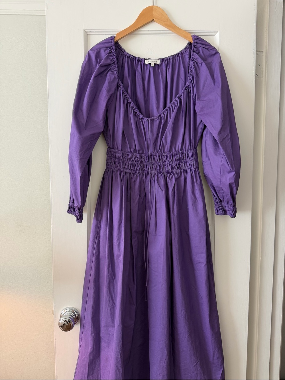 Rebecca Taylor Poplin Smocked-Waist Dress (Small)
